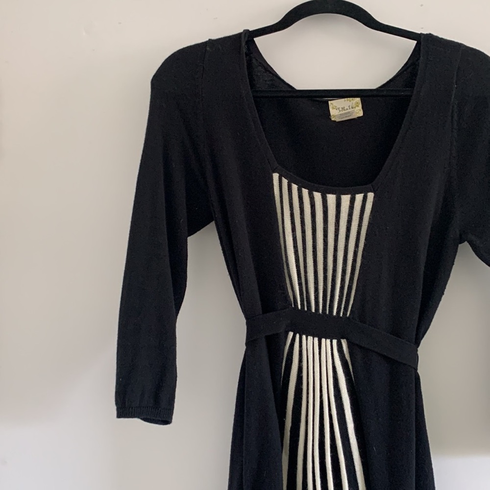 Viola Black and White Knit Pleated Dress from Anthropologie